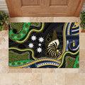 South Sea Islanders And New Caledonia Rubber Doormat Nautilus Shell Southern Cross Tribal Pattern