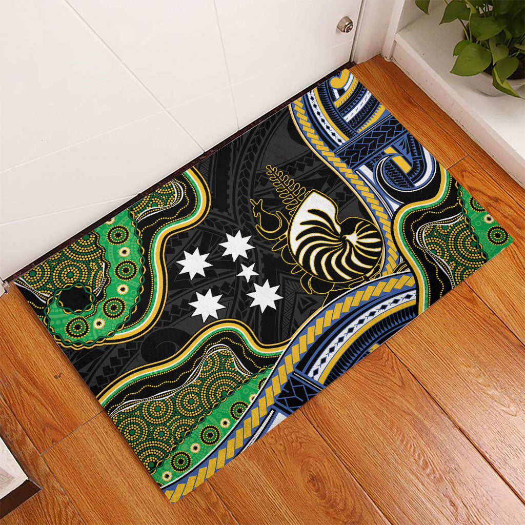 South Sea Islanders And New Caledonia Rubber Doormat Nautilus Shell Southern Cross Tribal Pattern