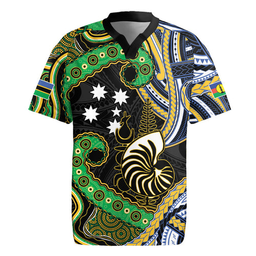South Sea Islanders And New Caledonia Rugby Jersey Nautilus Shell Southern Cross Tribal Pattern