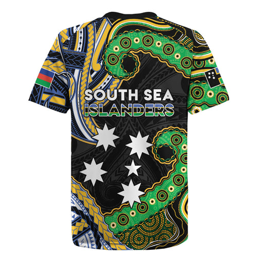 South Sea Islanders And New Caledonia Rugby Jersey Nautilus Shell Southern Cross Tribal Pattern