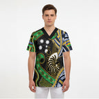 South Sea Islanders And New Caledonia Scrub Top Nautilus Shell Southern Cross Tribal Pattern