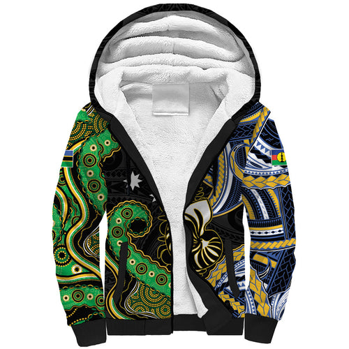 South Sea Islanders And New Caledonia Sherpa Hoodie Nautilus Shell Southern Cross Tribal Pattern