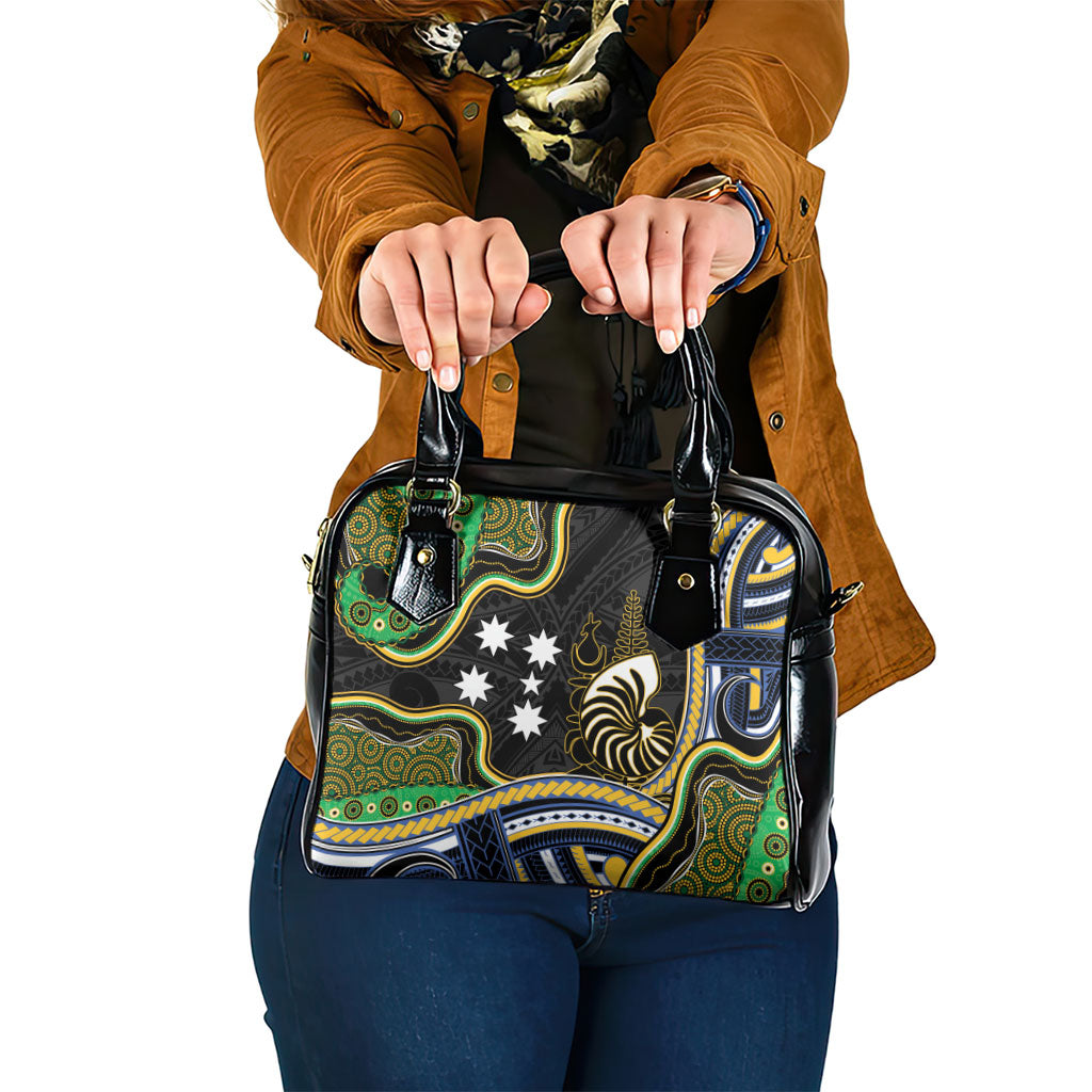 South Sea Islanders And New Caledonia Shoulder Handbag Nautilus Shell Southern Cross Tribal Pattern
