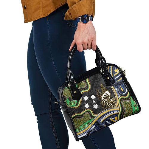 South Sea Islanders And New Caledonia Shoulder Handbag Nautilus Shell Southern Cross Tribal Pattern