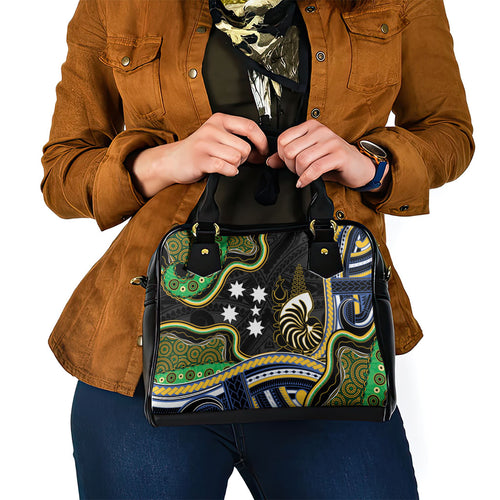 South Sea Islanders And New Caledonia Shoulder Handbag Nautilus Shell Southern Cross Tribal Pattern