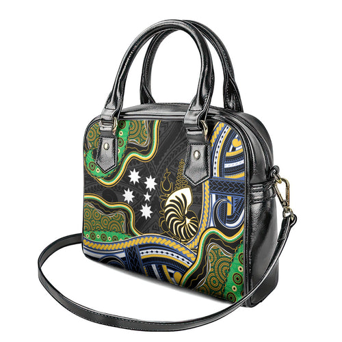 South Sea Islanders And New Caledonia Shoulder Handbag Nautilus Shell Southern Cross Tribal Pattern