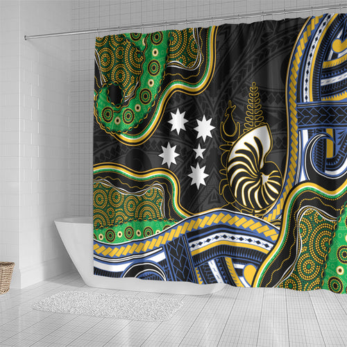 South Sea Islanders And New Caledonia Shower Curtain Nautilus Shell Southern Cross Tribal Pattern