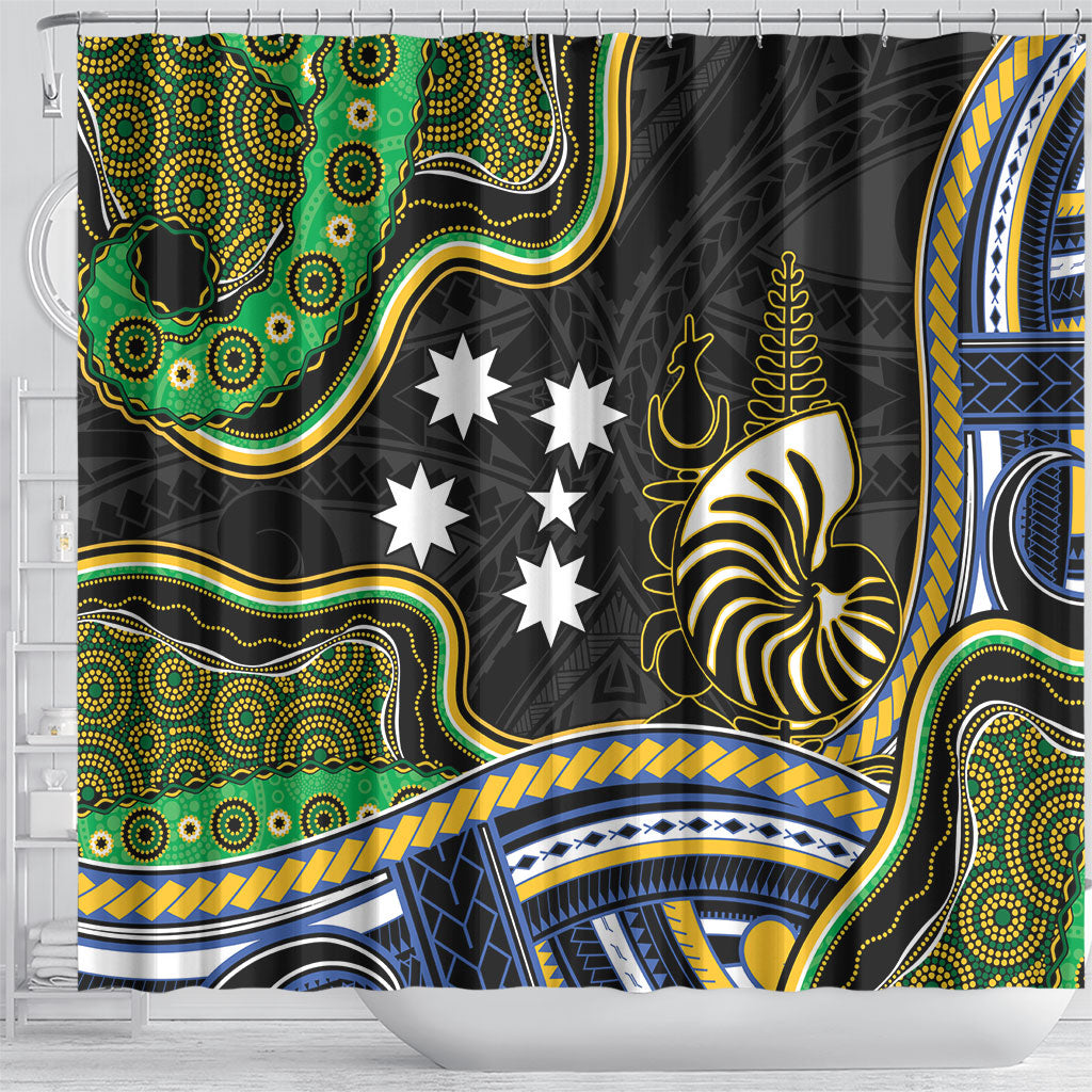 South Sea Islanders And New Caledonia Shower Curtain Nautilus Shell Southern Cross Tribal Pattern