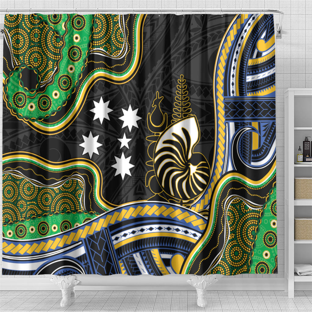 South Sea Islanders And New Caledonia Shower Curtain Nautilus Shell Southern Cross Tribal Pattern