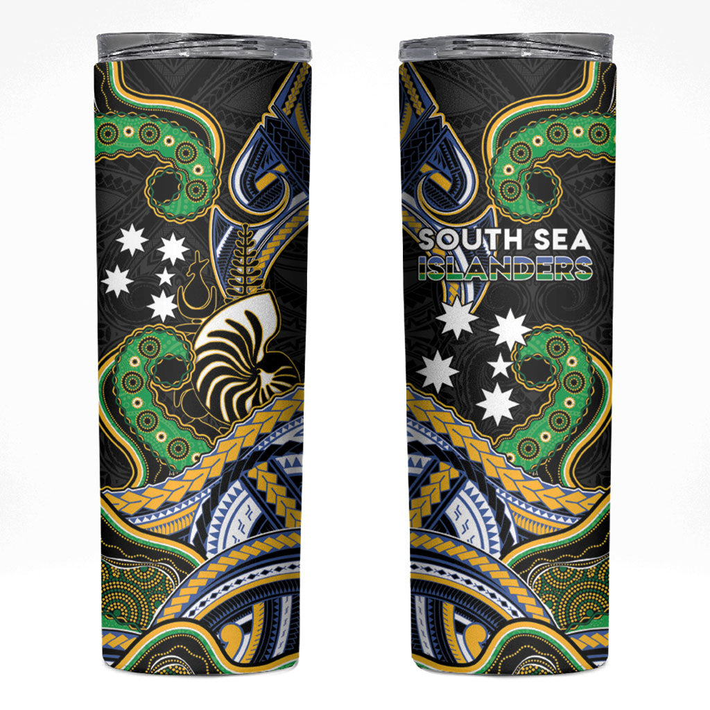 South Sea Islanders And New Caledonia Skinny Tumbler Nautilus Shell Southern Cross Tribal Pattern