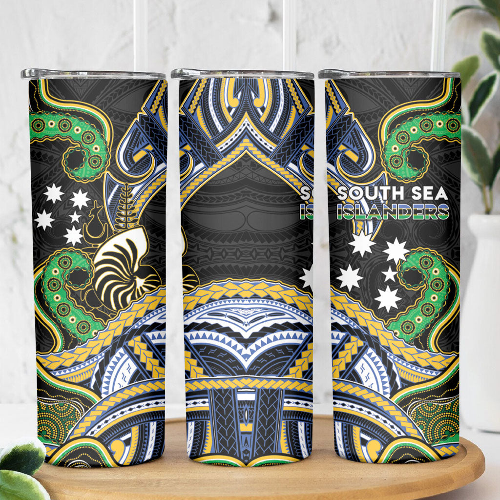 South Sea Islanders And New Caledonia Skinny Tumbler Nautilus Shell Southern Cross Tribal Pattern