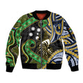 South Sea Islanders And New Caledonia Sleeve Zip Bomber Jacket Nautilus Shell Southern Cross Tribal Pattern