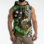 South Sea Islanders And New Caledonia Sleeveless Hoodie Nautilus Shell Southern Cross Tribal Pattern