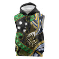 South Sea Islanders And New Caledonia Sleeveless Zip Hoodie Nautilus Shell Southern Cross Tribal Pattern