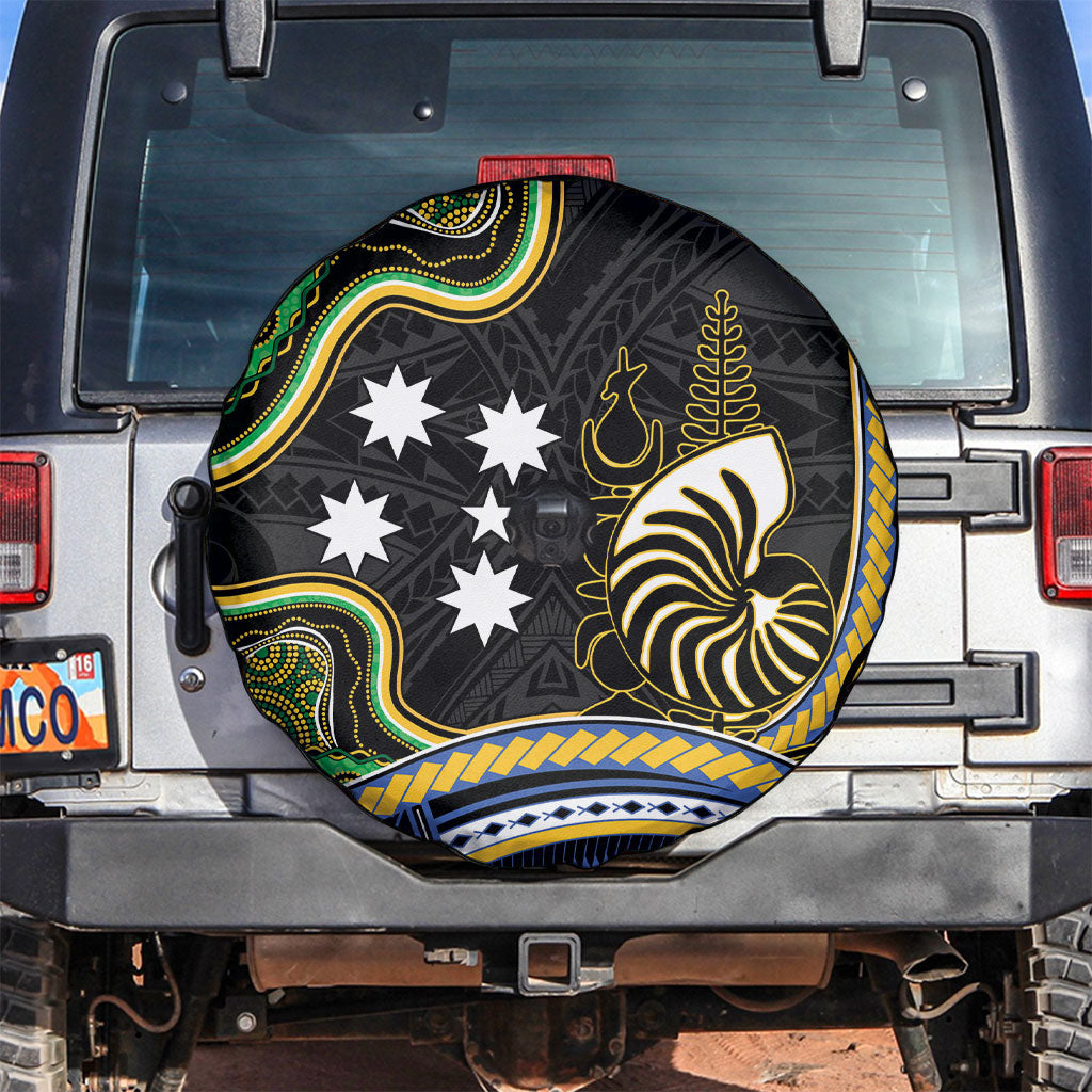 South Sea Islanders And New Caledonia Spare Tire Cover Nautilus Shell Southern Cross Tribal Pattern