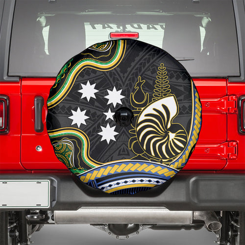 South Sea Islanders And New Caledonia Spare Tire Cover Nautilus Shell Southern Cross Tribal Pattern