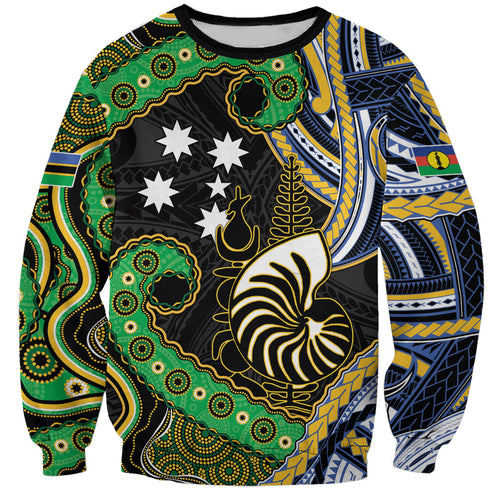 South Sea Islanders And New Caledonia Sweatshirt Nautilus Shell Southern Cross Tribal Pattern