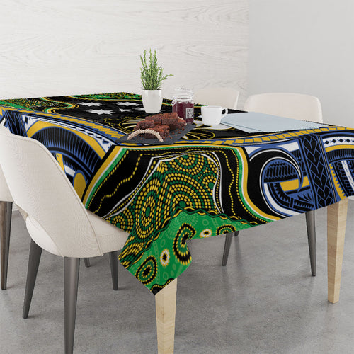 South Sea Islanders And New Caledonia Tablecloth Nautilus Shell Southern Cross Tribal Pattern