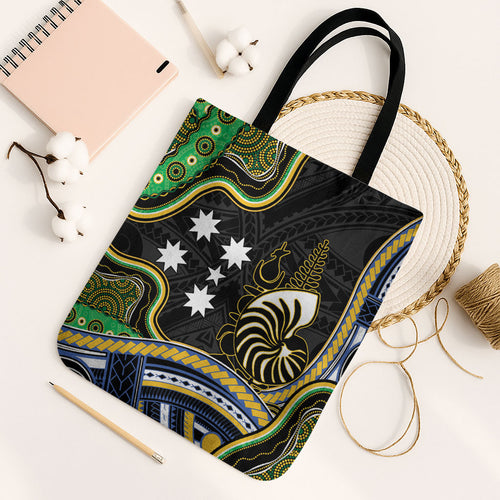 South Sea Islanders And New Caledonia Tote Bag Nautilus Shell Southern Cross Tribal Pattern