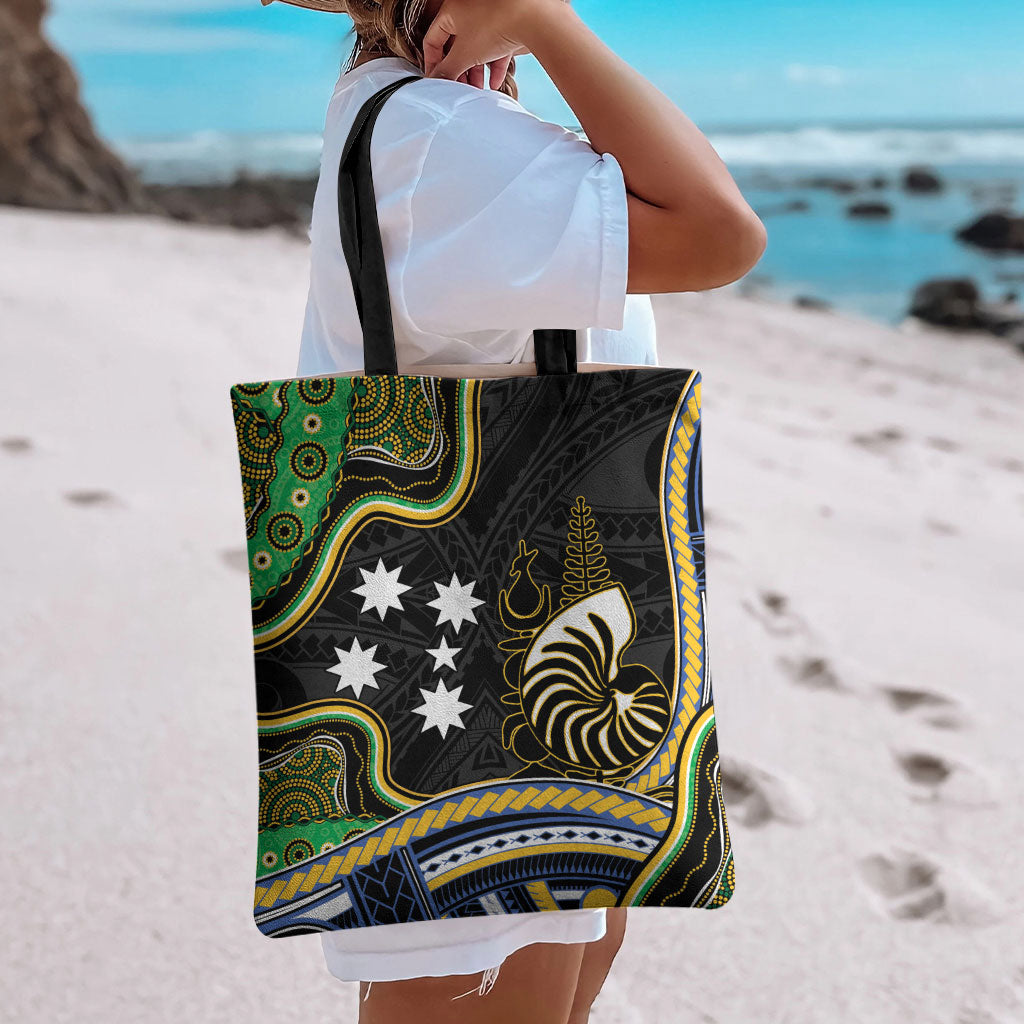 South Sea Islanders And New Caledonia Tote Bag Nautilus Shell Southern Cross Tribal Pattern