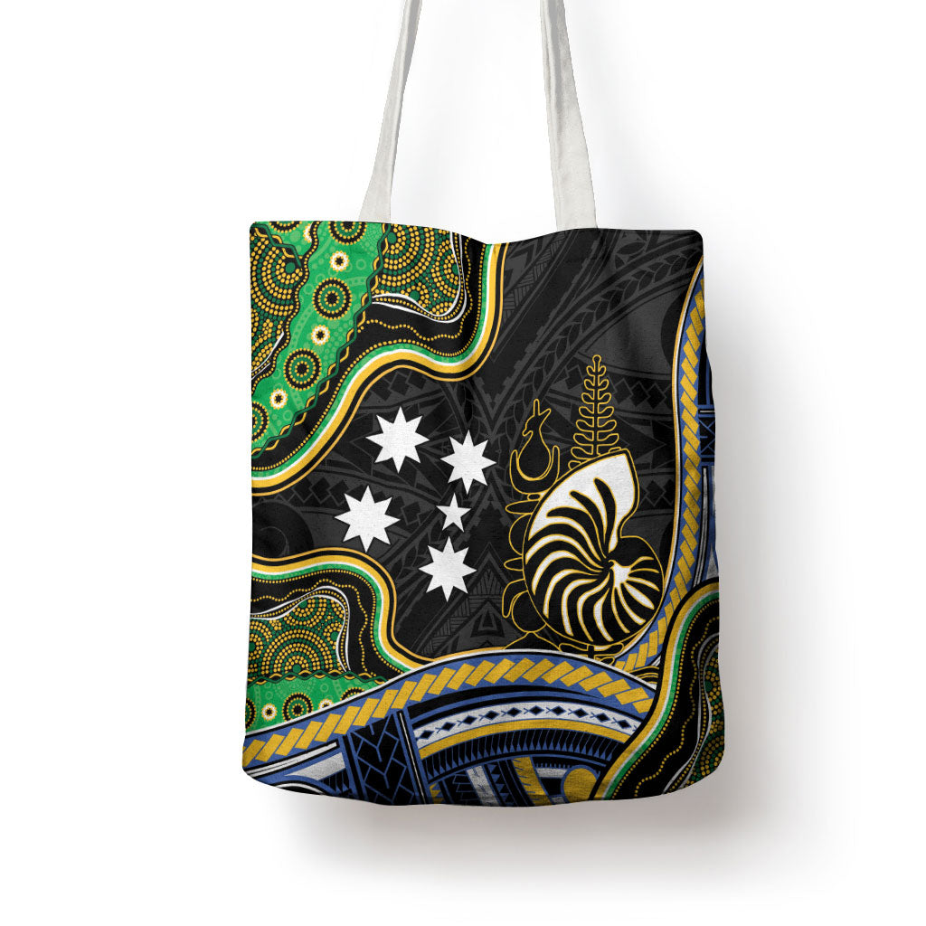 South Sea Islanders And New Caledonia Tote Bag Nautilus Shell Southern Cross Tribal Pattern