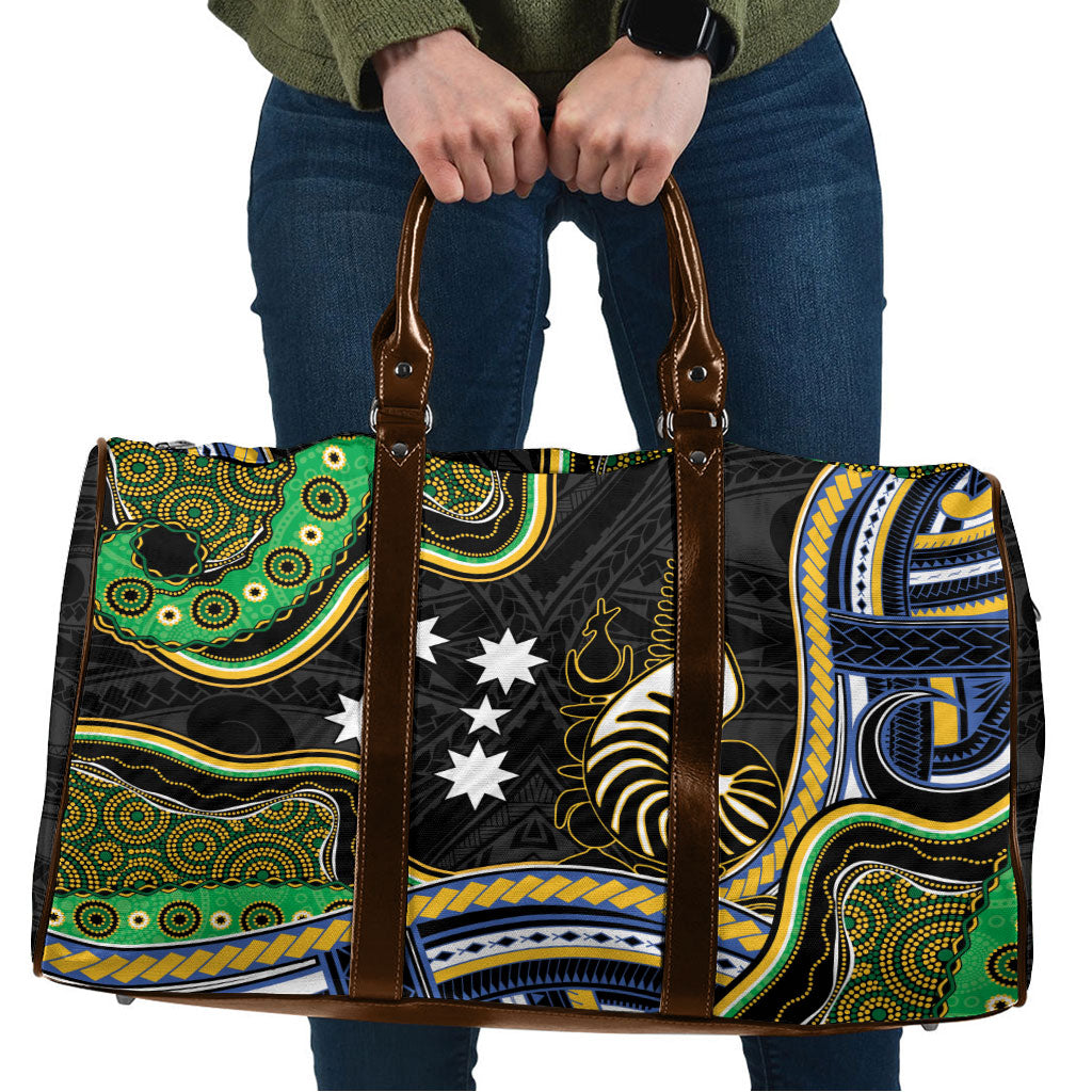South Sea Islanders And New Caledonia Travel Bag Nautilus Shell Southern Cross Tribal Pattern