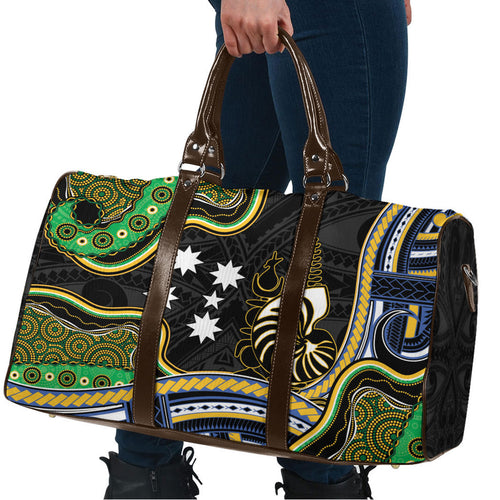 South Sea Islanders And New Caledonia Travel Bag Nautilus Shell Southern Cross Tribal Pattern