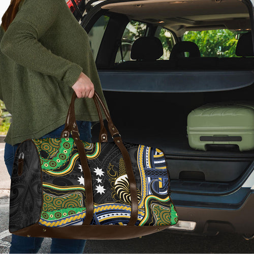 South Sea Islanders And New Caledonia Travel Bag Nautilus Shell Southern Cross Tribal Pattern