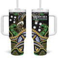 South Sea Islanders And New Caledonia Tumbler With Handle Nautilus Shell Southern Cross Tribal Pattern