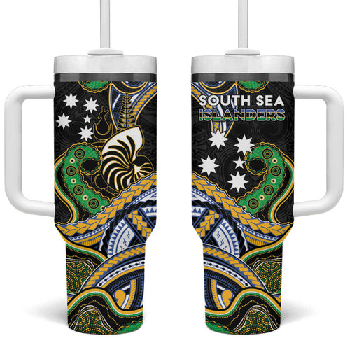South Sea Islanders And New Caledonia Tumbler With Handle Nautilus Shell Southern Cross Tribal Pattern