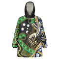 South Sea Islanders And New Caledonia Wearable Blanket Hoodie Nautilus Shell Southern Cross Tribal Pattern