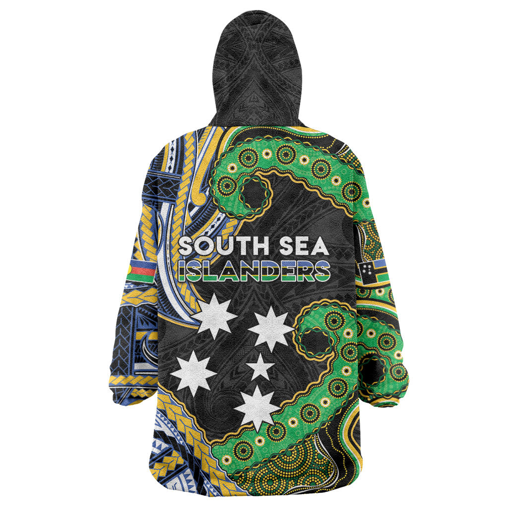 South Sea Islanders And New Caledonia Wearable Blanket Hoodie Nautilus Shell Southern Cross Tribal Pattern