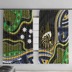 South Sea Islanders And New Caledonia Window Curtain Nautilus Shell Southern Cross Tribal Pattern