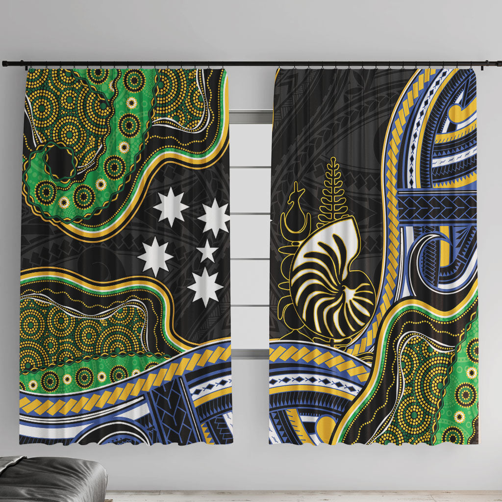South Sea Islanders And New Caledonia Window Curtain Nautilus Shell Southern Cross Tribal Pattern