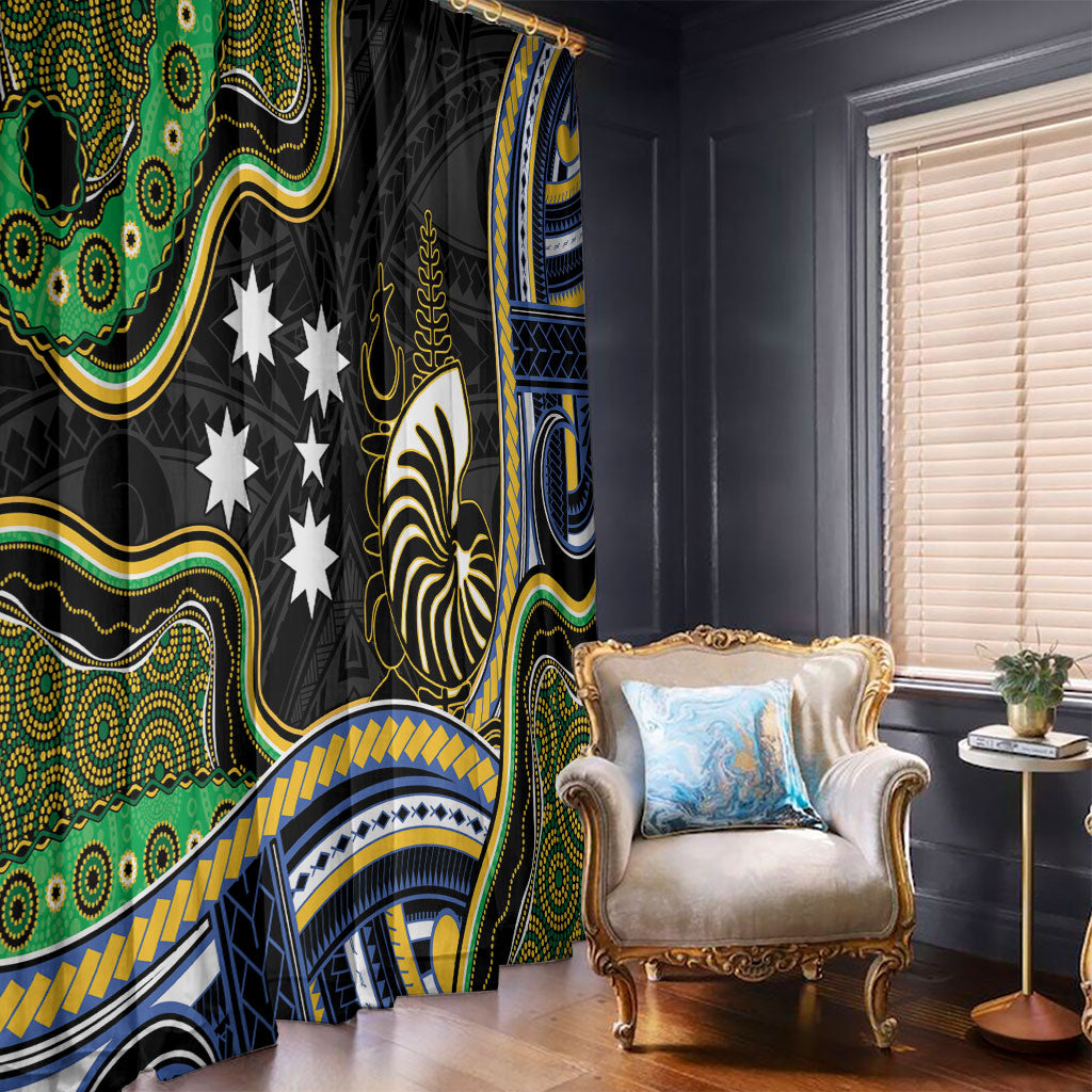 South Sea Islanders And New Caledonia Window Curtain Nautilus Shell Southern Cross Tribal Pattern