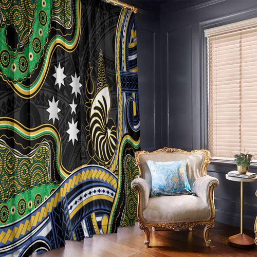 South Sea Islanders And New Caledonia Window Curtain Nautilus Shell Southern Cross Tribal Pattern