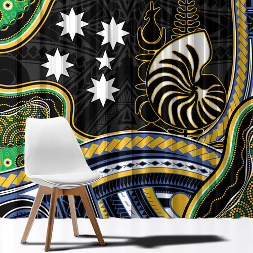South Sea Islanders And New Caledonia Window Curtain Nautilus Shell Southern Cross Tribal Pattern