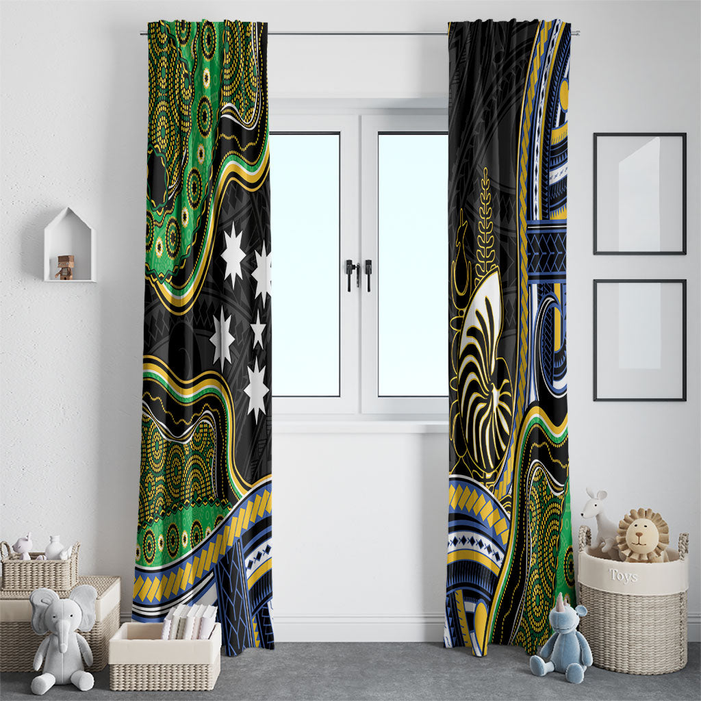 South Sea Islanders And New Caledonia Window Curtain Nautilus Shell Southern Cross Tribal Pattern