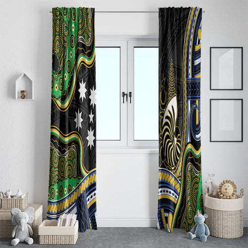 South Sea Islanders And New Caledonia Window Curtain Nautilus Shell Southern Cross Tribal Pattern
