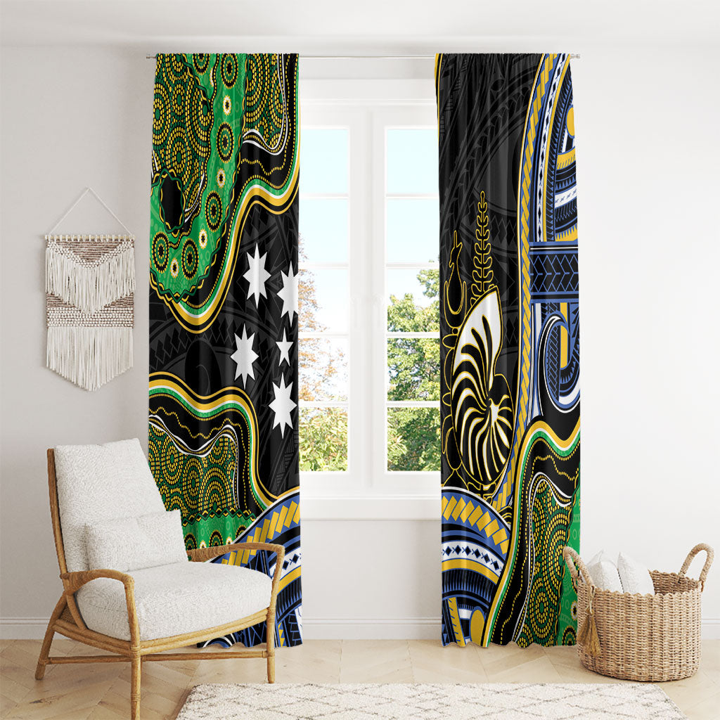 South Sea Islanders And New Caledonia Window Curtain Nautilus Shell Southern Cross Tribal Pattern
