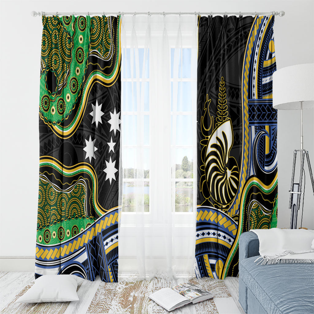 South Sea Islanders And New Caledonia Window Curtain Nautilus Shell Southern Cross Tribal Pattern