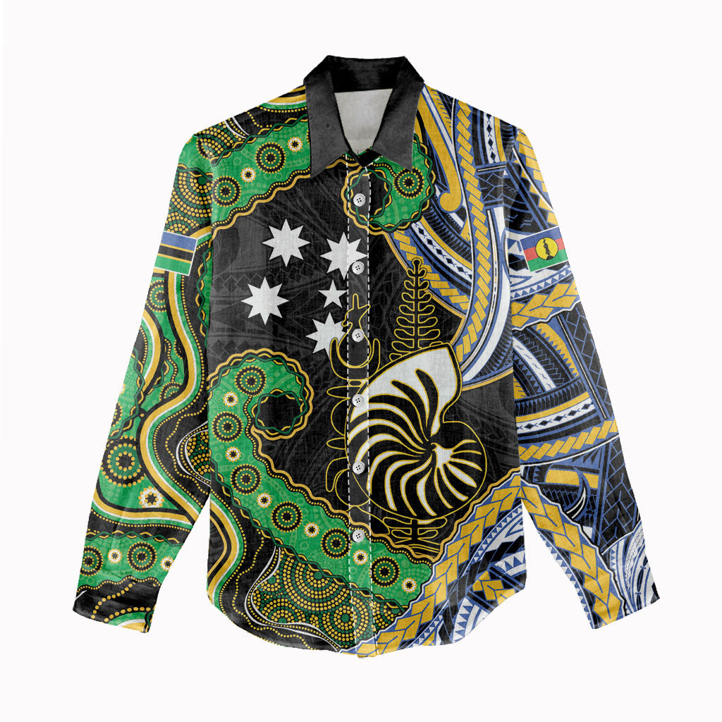 South Sea Islanders And New Caledonia Women Casual Shirt Nautilus Shell Southern Cross Tribal Pattern