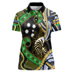 South Sea Islanders And New Caledonia Women Polo Shirt Nautilus Shell Southern Cross Tribal Pattern