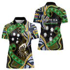 South Sea Islanders And New Caledonia Women Polo Shirt Nautilus Shell Southern Cross Tribal Pattern