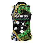 South Sea Islanders And New Caledonia Women Sleeveless Polo Shirt Nautilus Shell Southern Cross Tribal Pattern