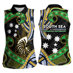 South Sea Islanders And New Caledonia Women Sleeveless Polo Shirt Nautilus Shell Southern Cross Tribal Pattern
