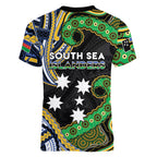 South Sea Islanders And New Caledonia Women V-Neck T-Shirt Nautilus Shell Southern Cross Tribal Pattern