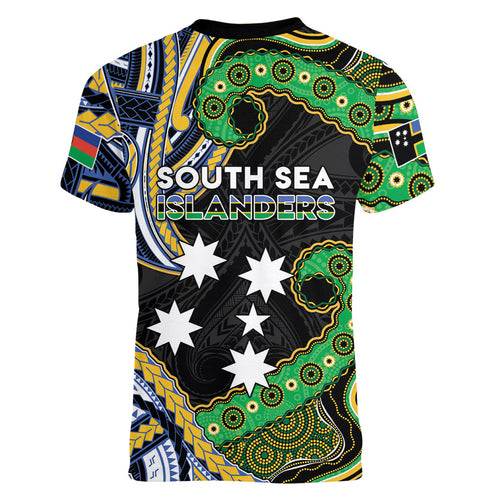 South Sea Islanders And New Caledonia Women V-Neck T-Shirt Nautilus Shell Southern Cross Tribal Pattern