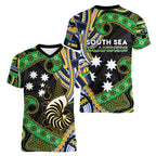 South Sea Islanders And New Caledonia Women V-Neck T-Shirt Nautilus Shell Southern Cross Tribal Pattern