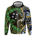 South Sea Islanders And New Caledonia Zip Hoodie Nautilus Shell Southern Cross Tribal Pattern